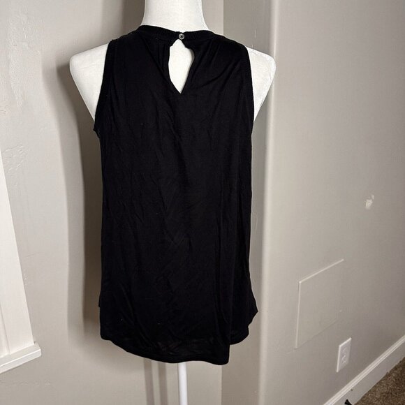 LOFT Black Tank Top Size SMALL See through Blouse Sleeveless Night Out - Picture 2 of 6